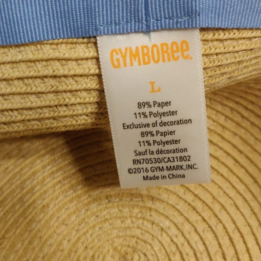 Gymboree Girl's Sun Hat Bucket Beige Stylish Tan Blue Polka Dot Ribbon Y2K Retro